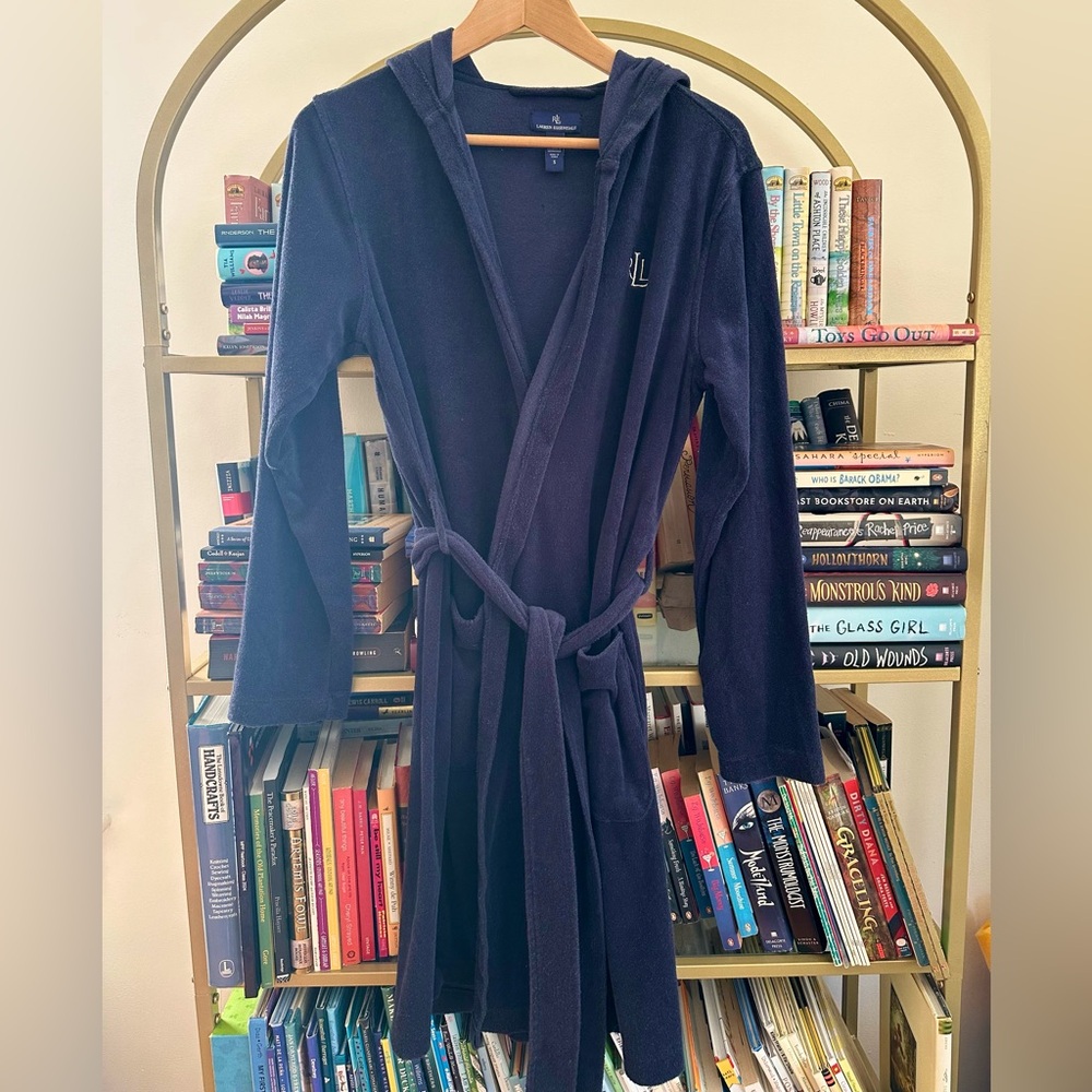 Lauren Ralph Lauren Essentials Navy Blue Hooded Terry Bathrobe 🛁💙